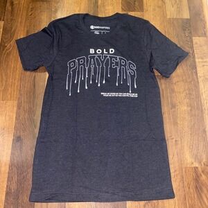 GODINSPIRES Bold Prayers Drip Graphic T-Shirt Mens Small Black Christian Tee NEW